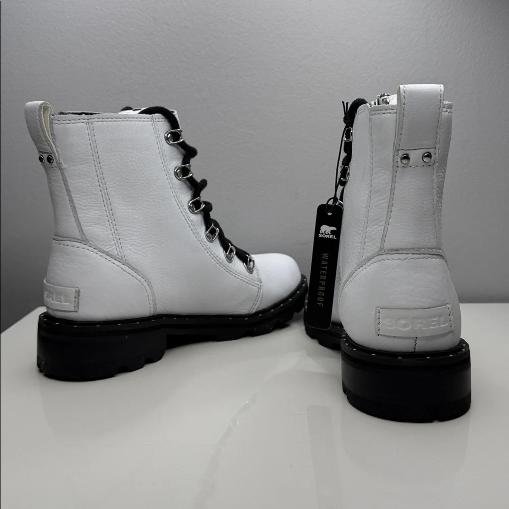 NIB Sorel Lennox Lace White Leather Waterproof Boots - 6.5 - Picture 6 of 12